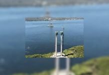 Pila Sur del puente Chacao, para unir Chiloé con el continente, alcanzó su máxima altura: 155 metros